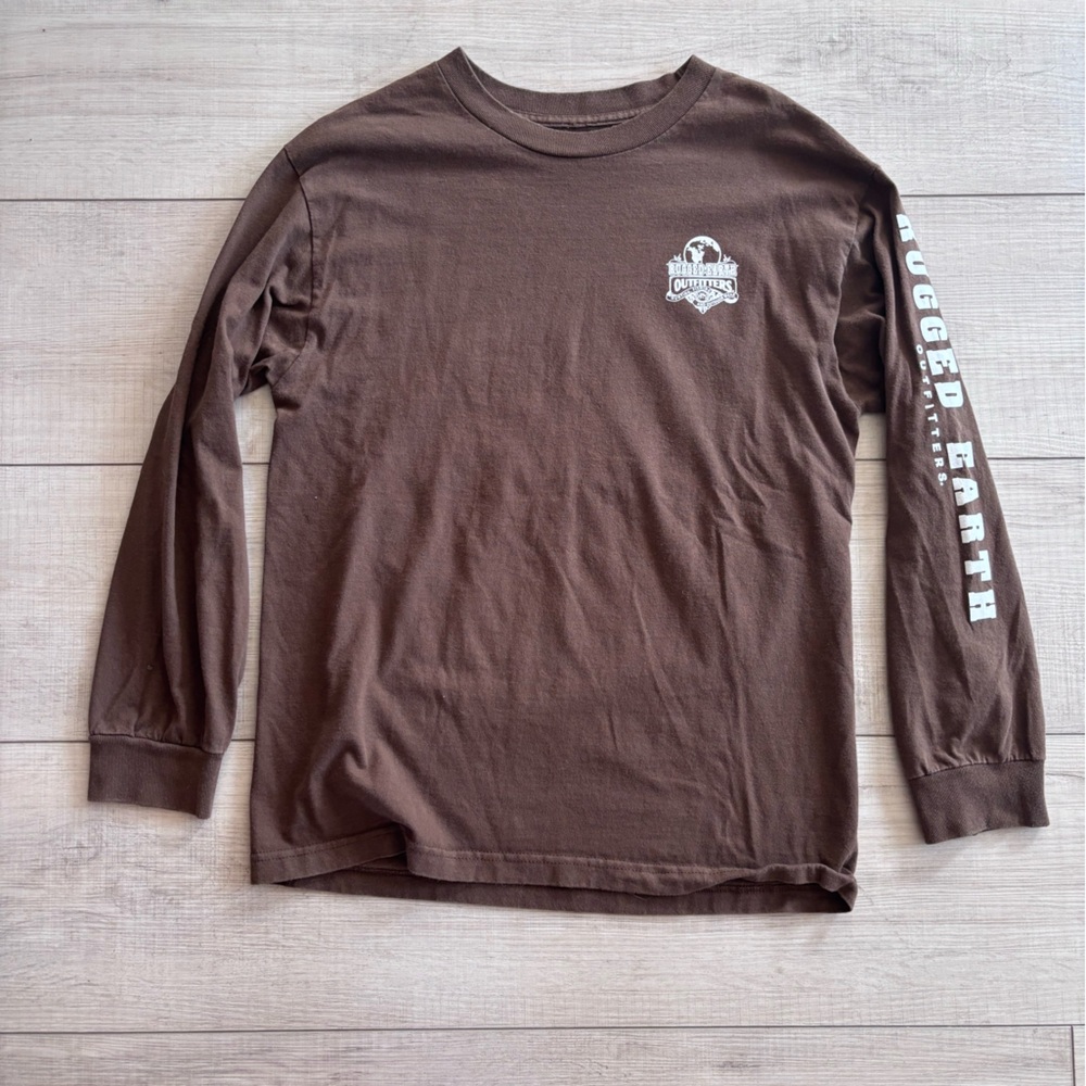 Rugged Earth Outfitters Hunting Rustic Brown Long-Sleeve Deer Graphic Tee Size M
